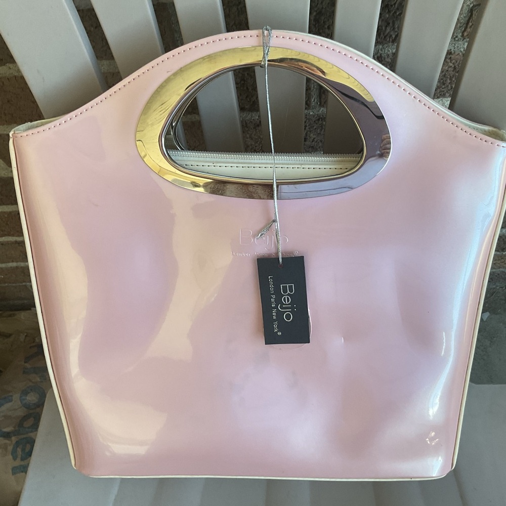 VINTAGE Beijo Light Pink Tote with Silver Handles